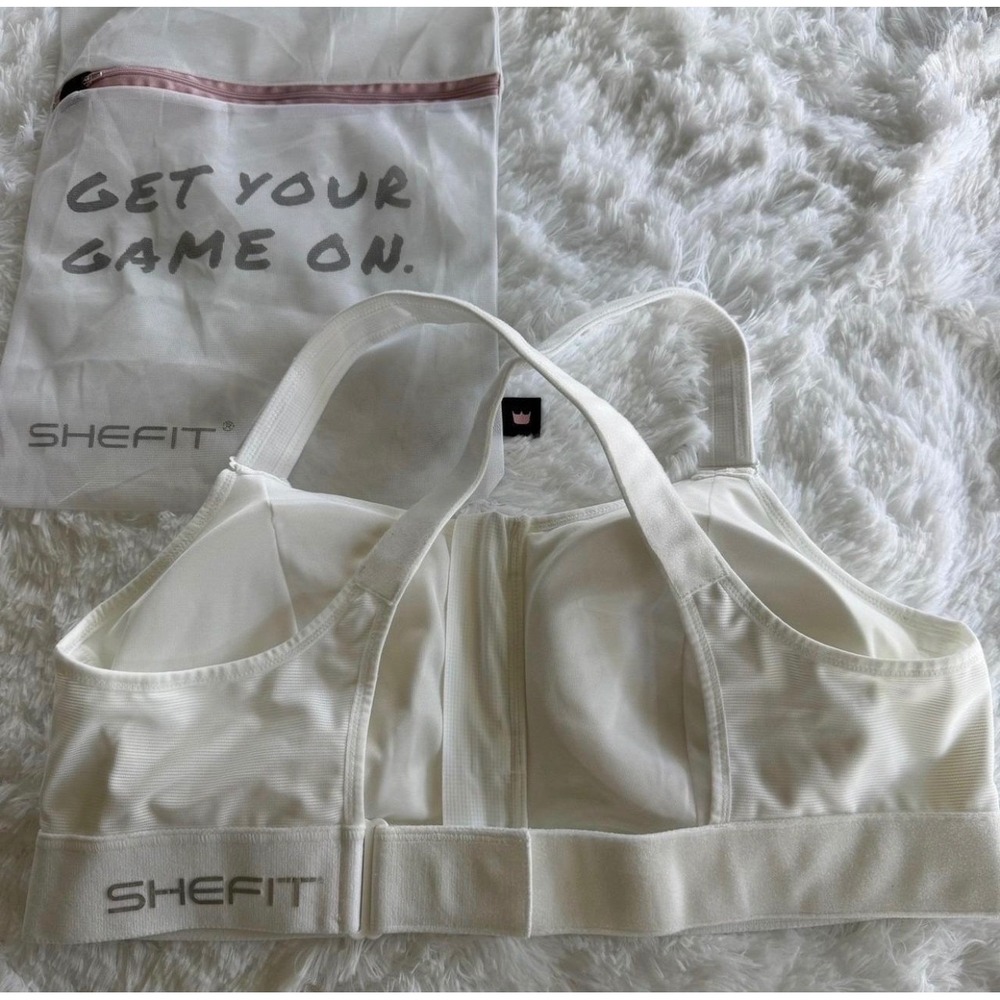 SHEFIT Ultimate Sports Bra White High Impact Adjustable Size Medium - Picture 2 of 8
